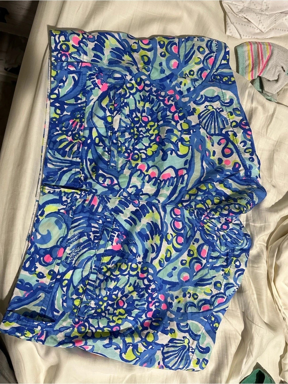 Lilly Pulitzer The Walsh Short Abstract Print Skort Blue & Green Size 8 new